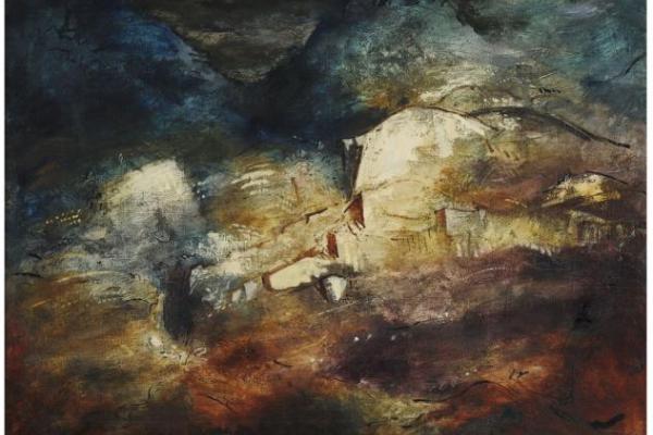 A semi-abstract painting of a mountain by artist, John Piper