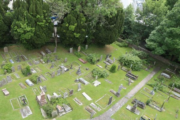 chs09135 View over the churchyard from Holy Cross tower 2025.JPG